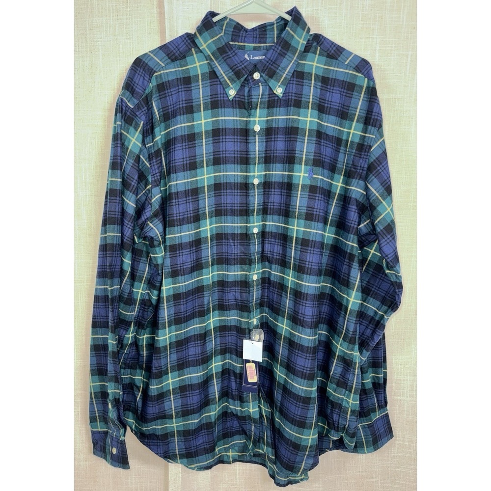 NWT Mens XL Ralph Lauren Long Sleeve Button Down Plaid Shirt Pony Cotton Classic